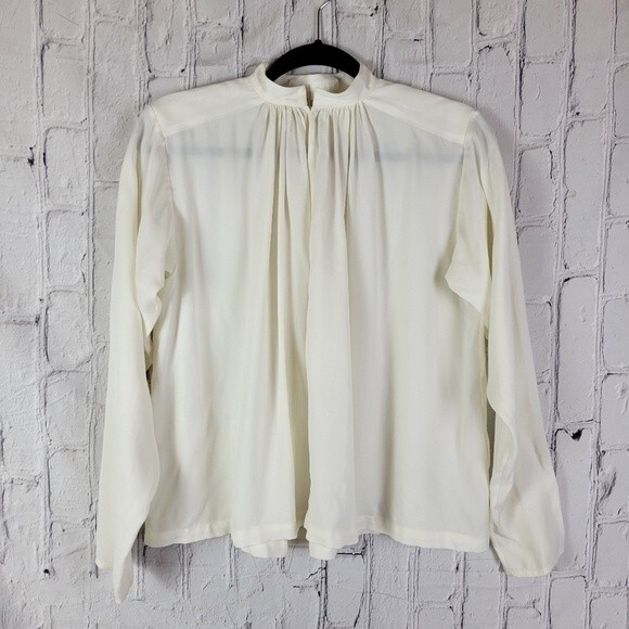 Apiece Apart ivory clasp open front neck long sleeve blouse - Picture 4 of 12